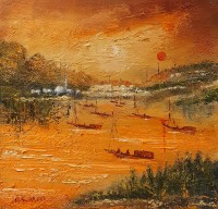 Hamid Alvi, 18 x 18 inch, Oil on Canvas, Landscape Painting, AC-HA-038